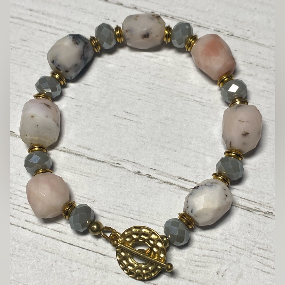 Australian pink opal toggle bracelet